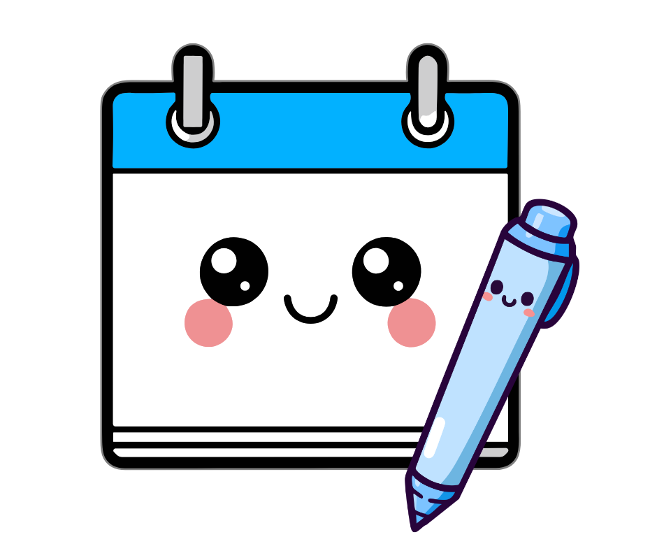 Cute cartoon of a calendar planner. How to plan your digital marketing year